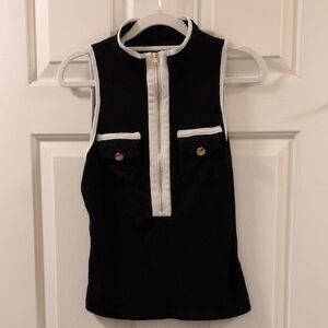 SHEIN Black Top with White Trim Accent